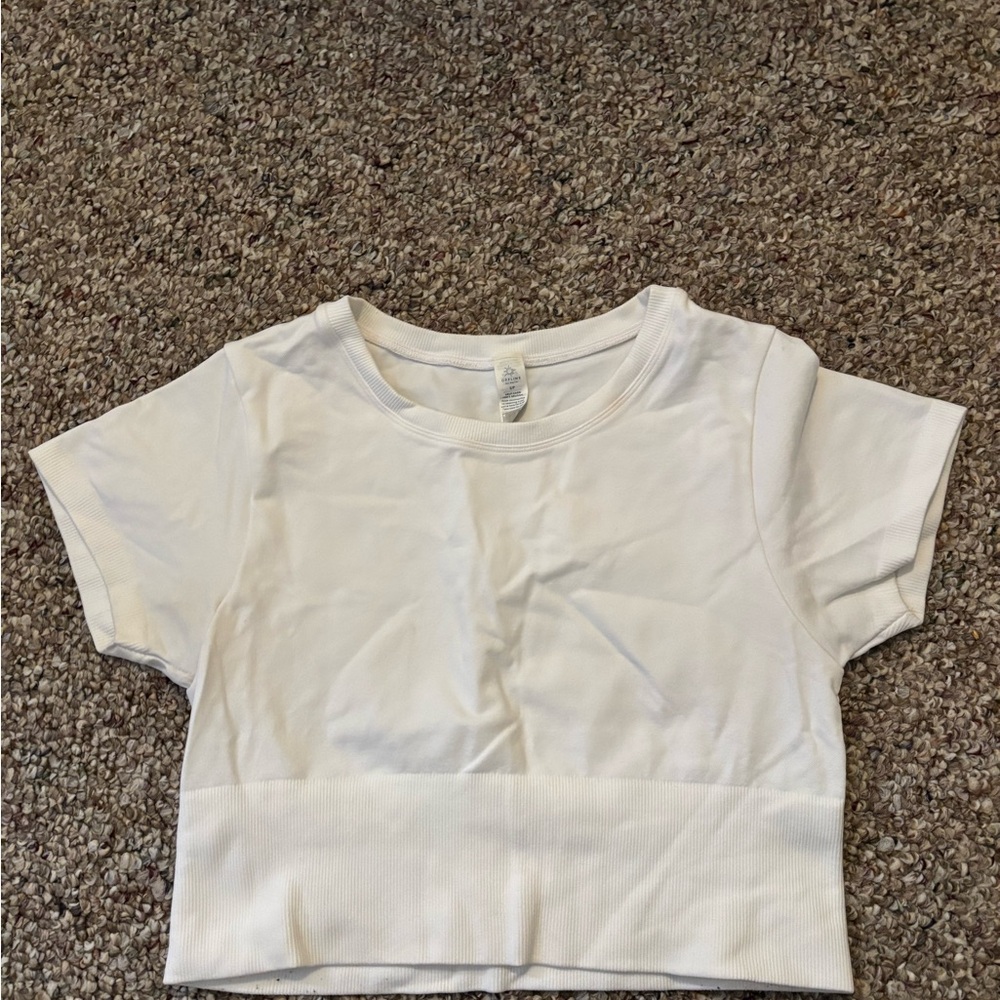 Aerie White Short Sleeve Crew Neck Tee